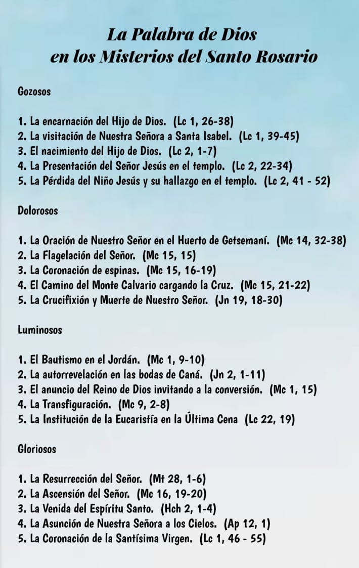 La Palabra de Dios en los del Santo Rosario | Arquidiócesis de Bogotá