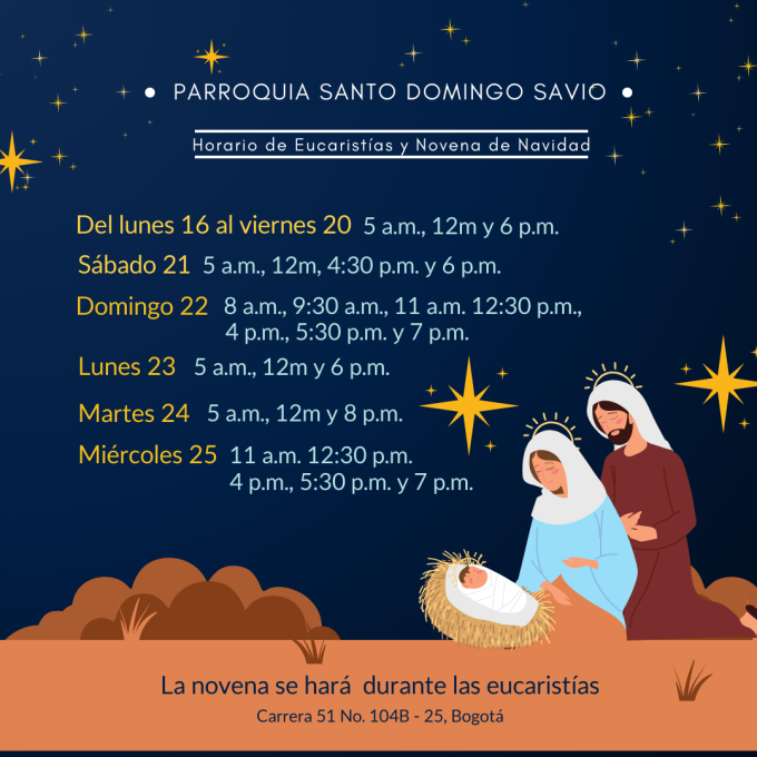 Horario de Eucaristías y Novena de Navidad
