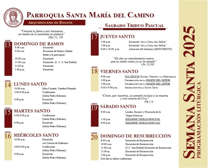 Calendario Semana Santa 2