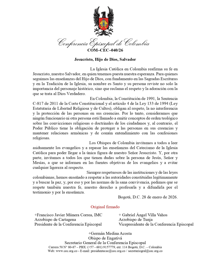 Comunicado de los obispos