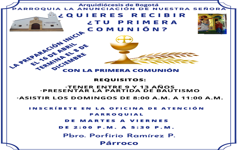 Primera Comunión  Arquidiócesis de Bogotá